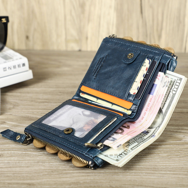 Genuine Leather Men's Short Chic Coin Purse GO Buy