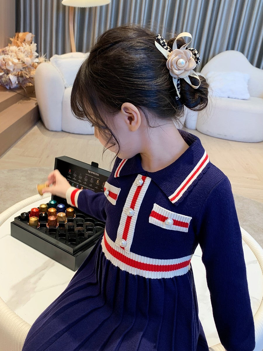 Girls' Autumn Preppy Knitted Dress GO buy