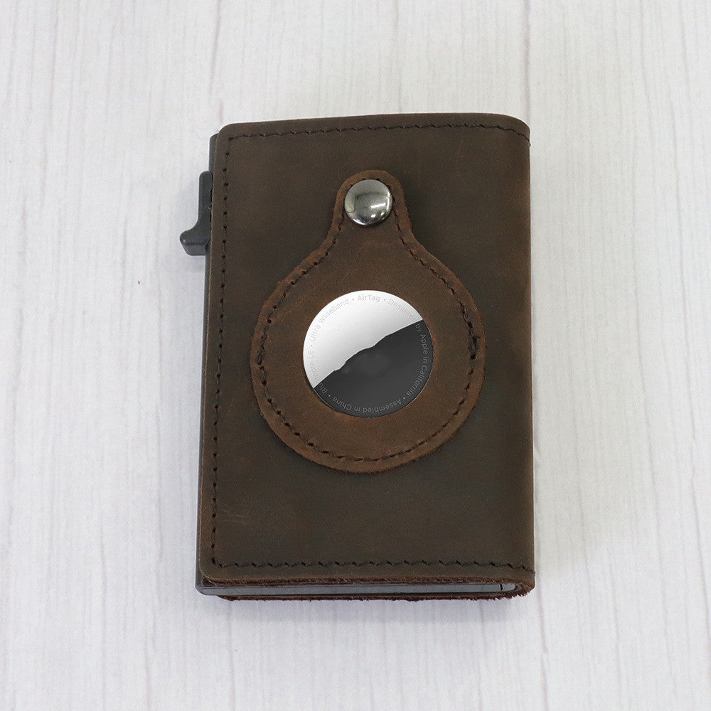 Leather Card Case Automatic Card Wallet Anti Lost GO Buy