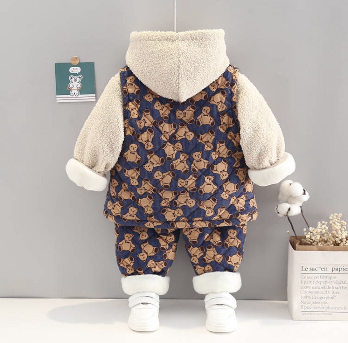 Boys' Hooded And Thickened Sweater Cartoon Vest GO buy