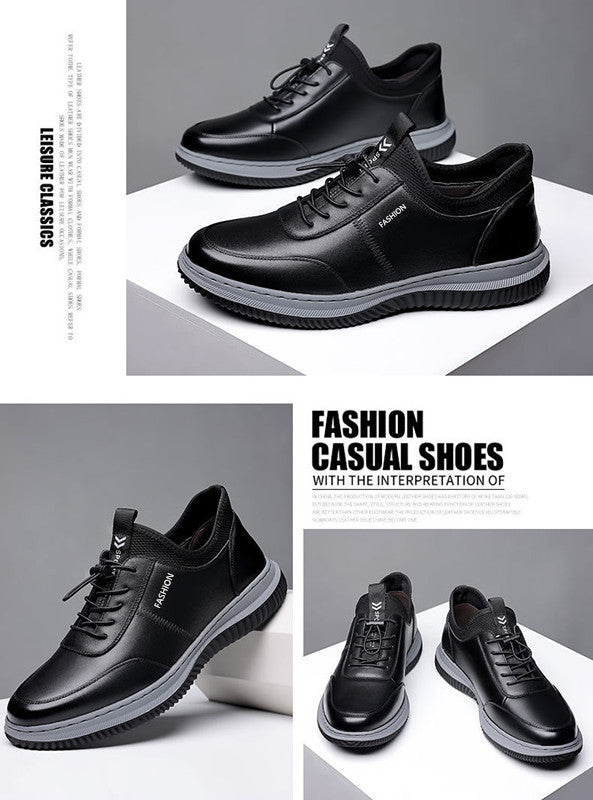 Men's Casual Leather Shoes Breathable Soft Bottom Soft Surface Board Shoes GO Buy