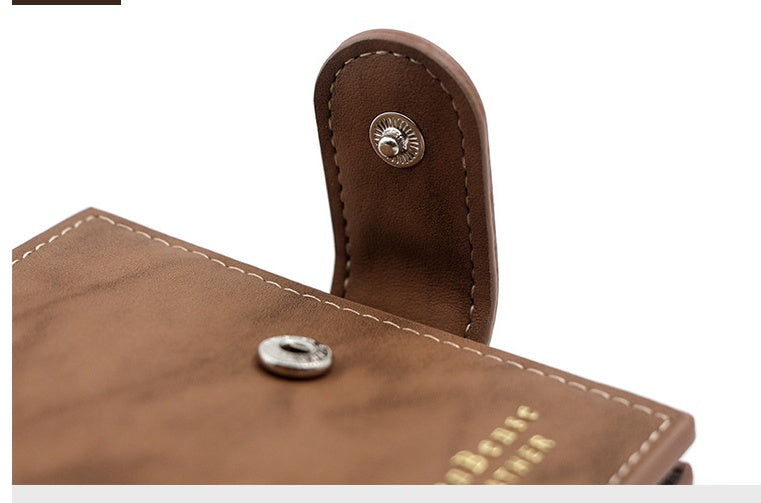 Men's Wallet Short Style With Korean Edition Hinge Gold Stamping GO Buy
