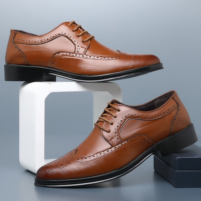 Block Carved Casual Leather Shoes For Men GO Buy