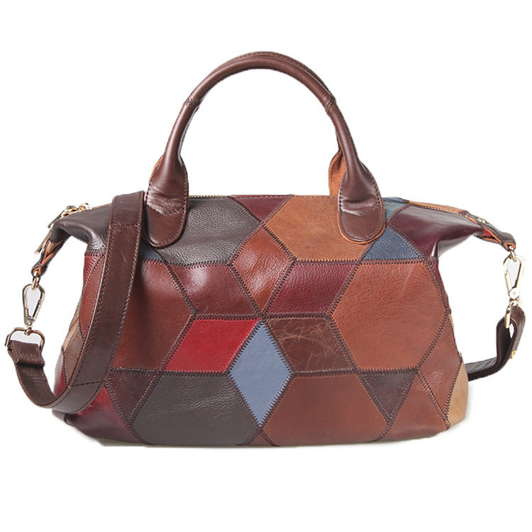 Contrasting Top Layer Cowhide One-shoulder Handbag GO Buy