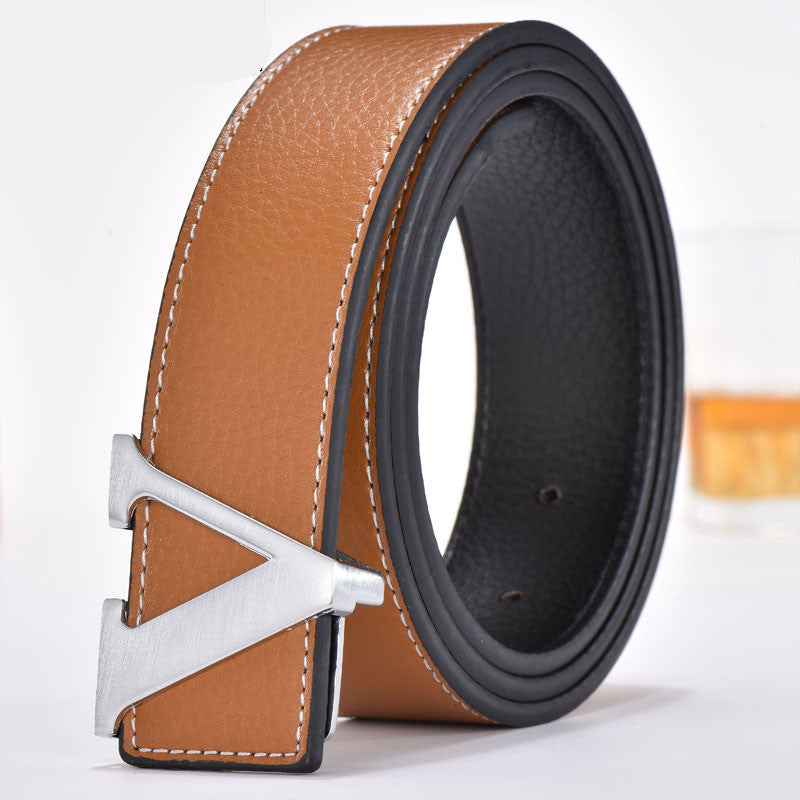Korean fashion letter leather belt men's belt GO Buy
