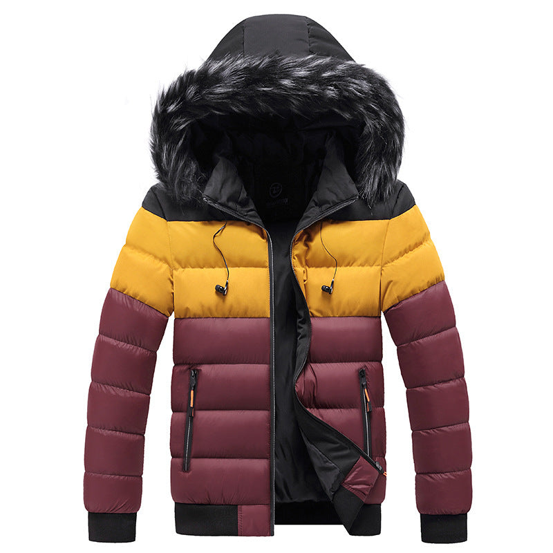Trendy short padded coat with thick fur collar GO buy
