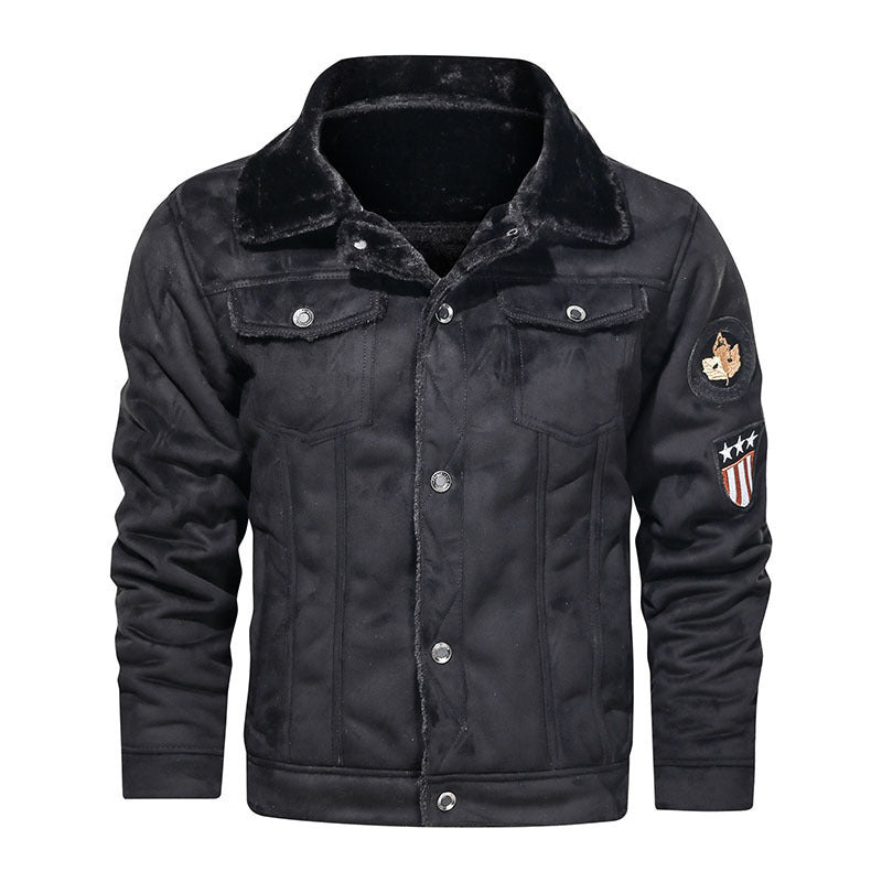 Men's Lapel Deerskin Plus Velvet Thick Fur Coat GO Buy