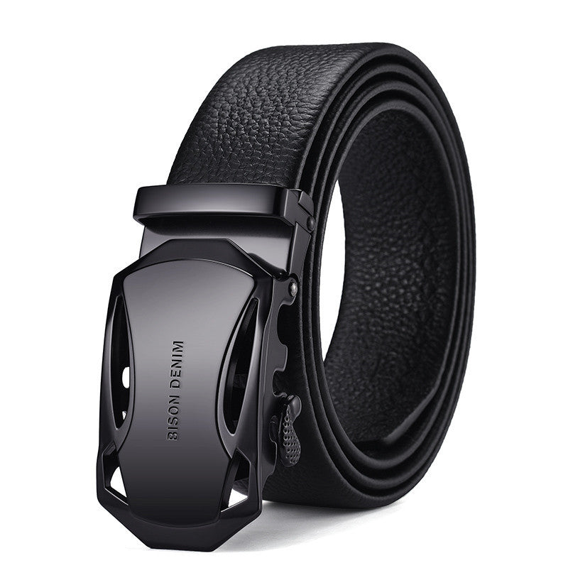 Men's Leather Belt Business Automatic Buckle Belt GO Buy