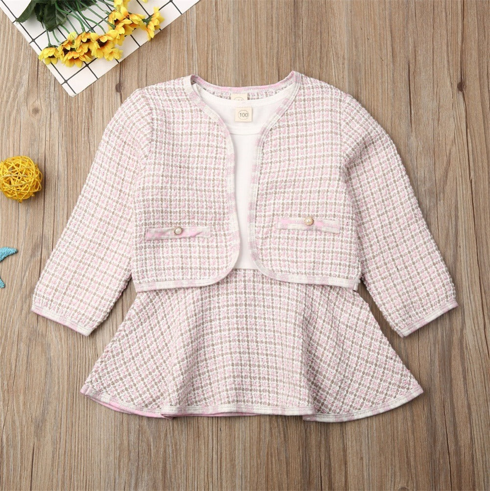 Long-sleeved Dresses Two-piece Children's Baby Small Incense Wind Suit GO buy