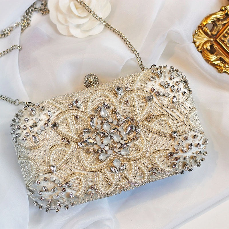 Women's Hand Sewn Rhinestone Chain Evening Bag GO Buy