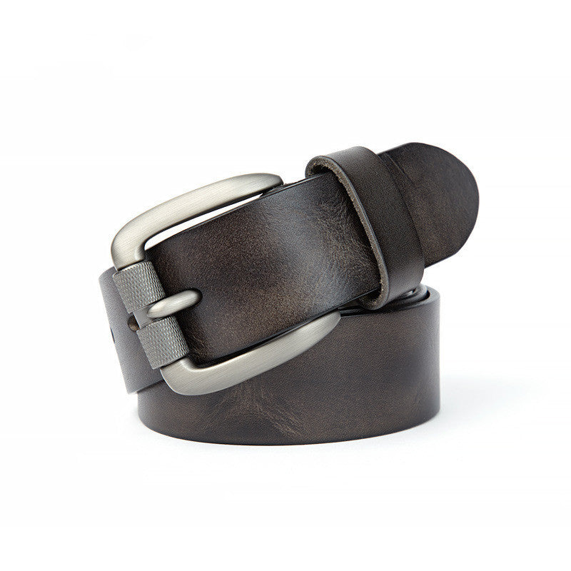 Men's Belt Vegetable Tanned Top Layer Cowhide Belt Stitch Denim Pants Belt GO Buy