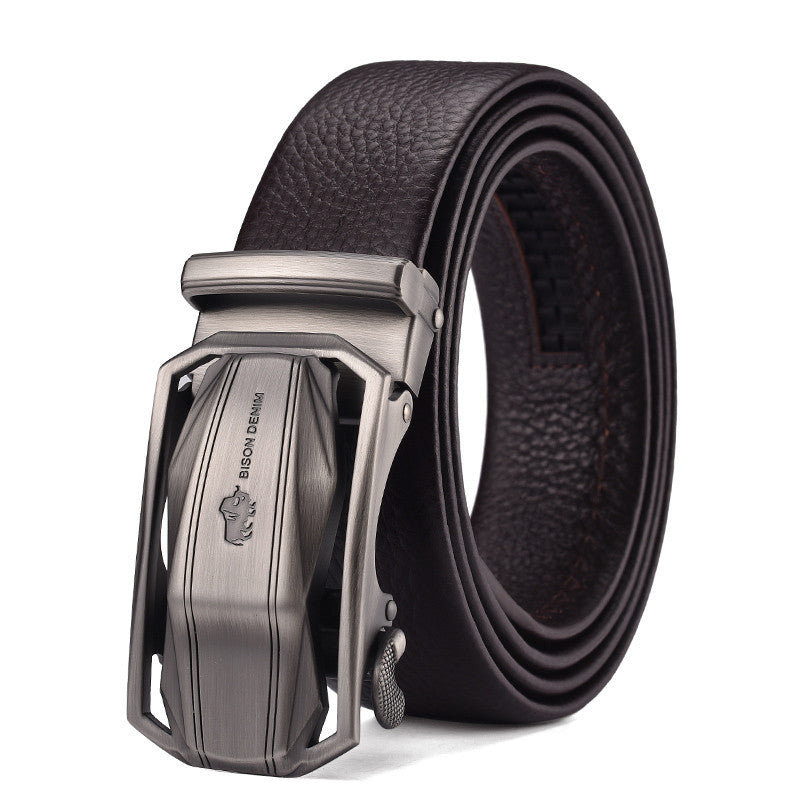 Men's Leather Belt Business Automatic Buckle Belt GO Buy