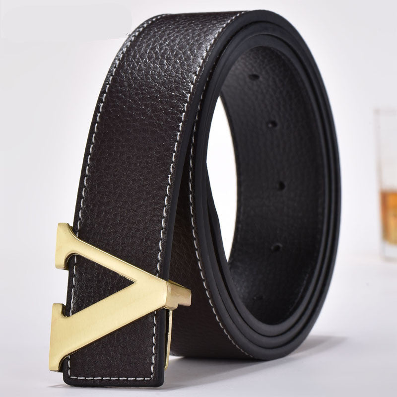 Korean fashion letter leather belt men's belt GO Buy