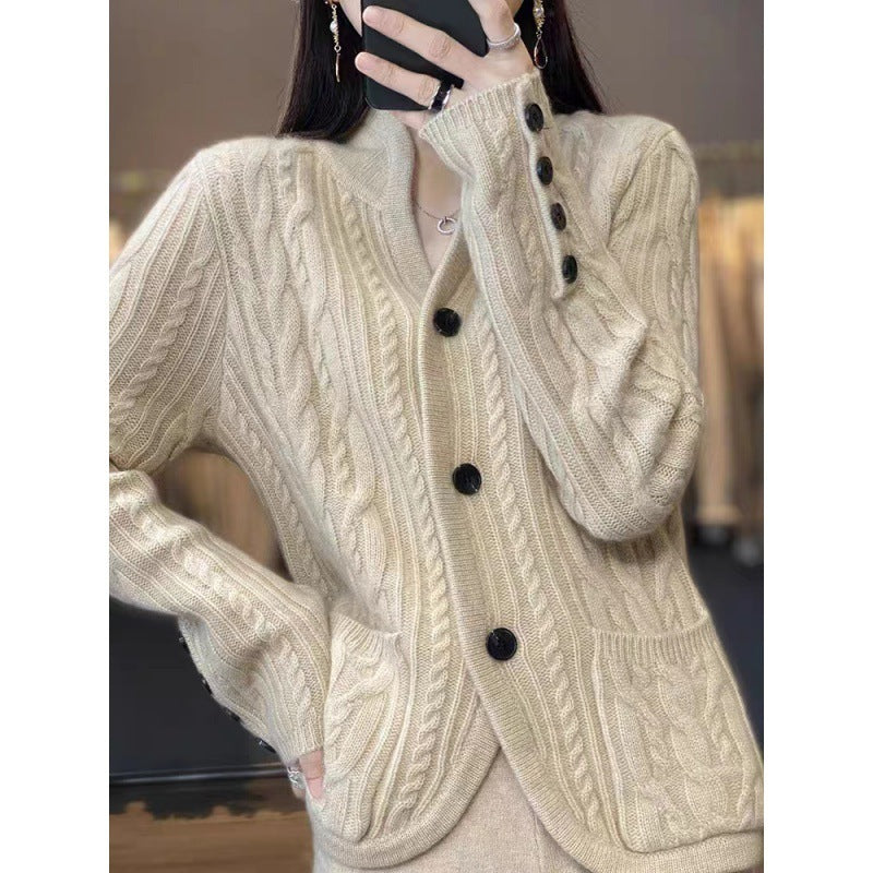 Western Style Pocket Knitted Wool Jacket GO buy