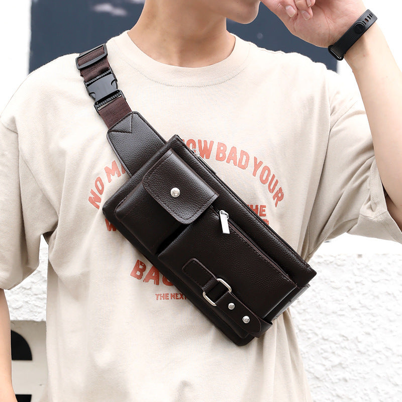 Men's Belt Bag Classic Solid Color PU Leather Waist Bag Outdoor Leisure Travel Fanny Pack Purse GO Buy
