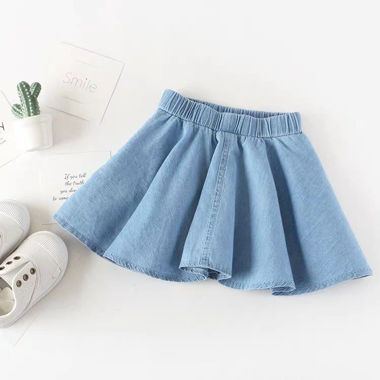 Girls Korean Version Denim Two-piece High-waisted Short-sleeved Top GO buy