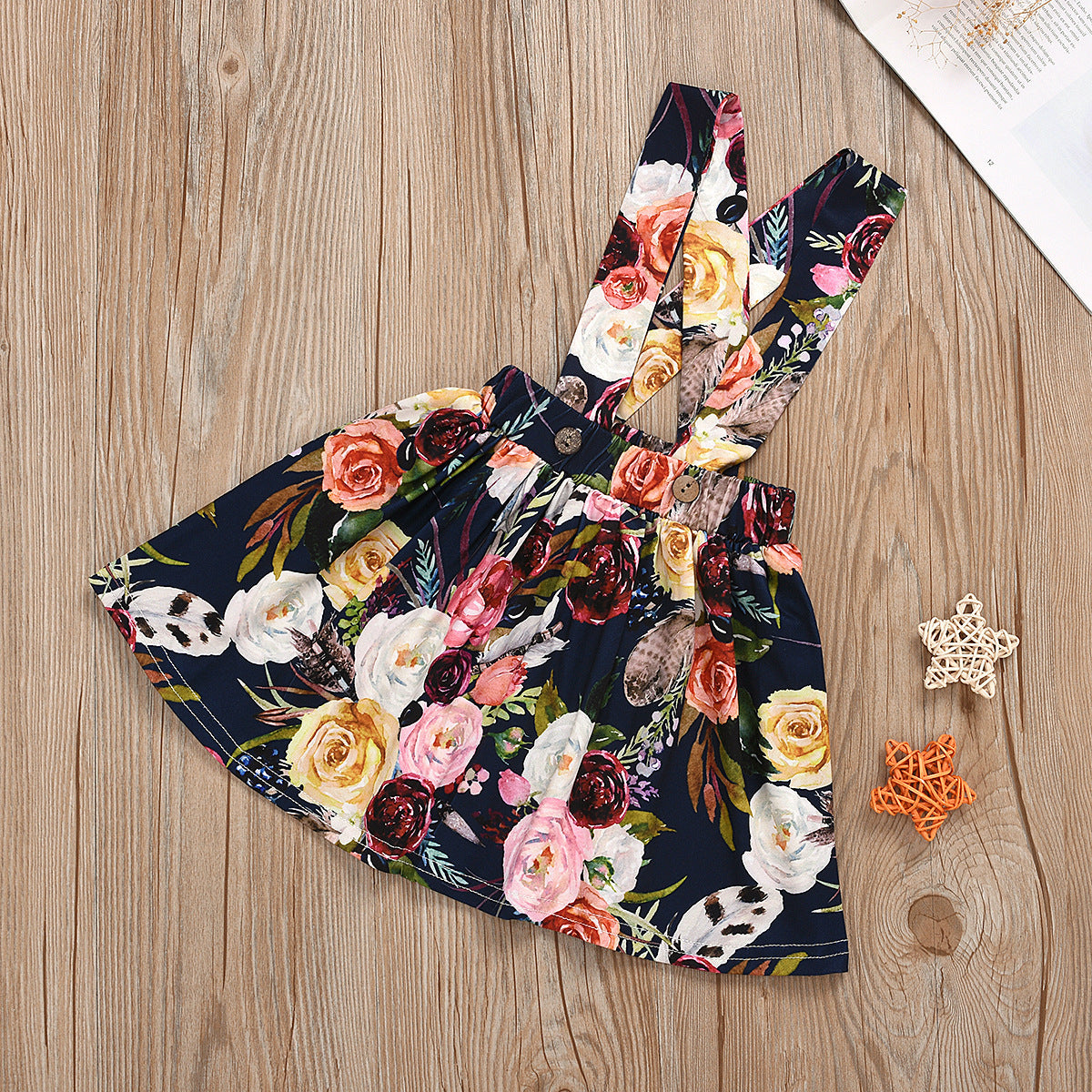 Children's Clothing Children's Summer Solid Color Pit strip Short-sleeved Top Suspender Skirt GO buy