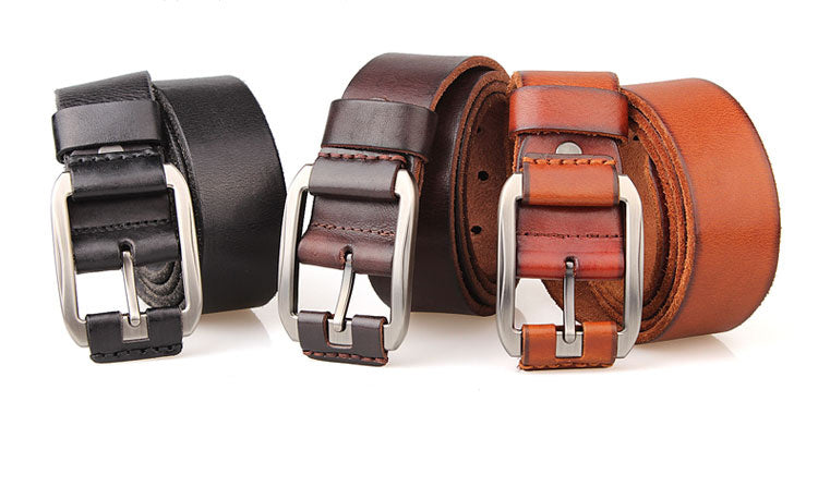 Men's Belt Leather Belt Casual Pidai Pin Buckle GO Buy