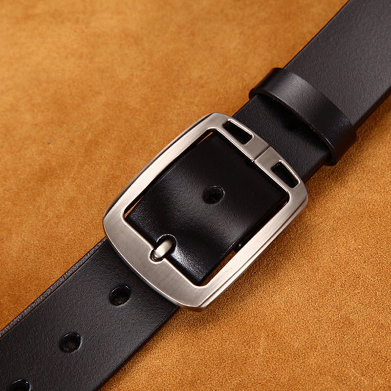 Leather Cowskin Vintage Jean Belt Pin Buckle Simple Men's Belt Wide GO Buy