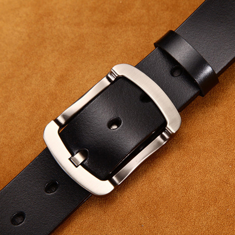 Leather Cowskin Vintage Jean Belt Pin Buckle Simple Men's Belt Wide GO Buy