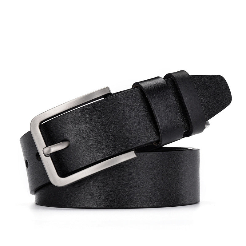 Leather Cowskin Vintage Jean Belt Pin Buckle Simple Men's Belt Wide GO Buy