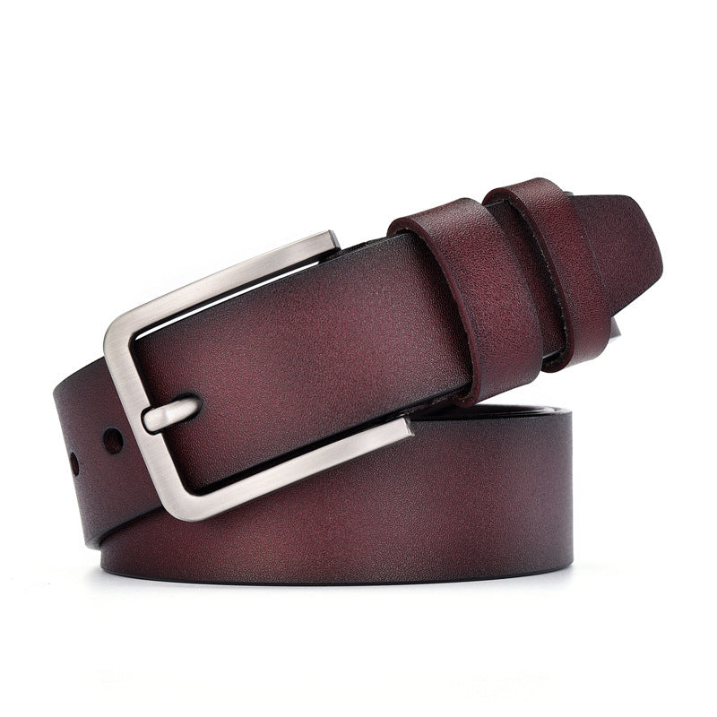 Leather Cowskin Vintage Jean Belt Pin Buckle Simple Men's Belt Wide GO Buy