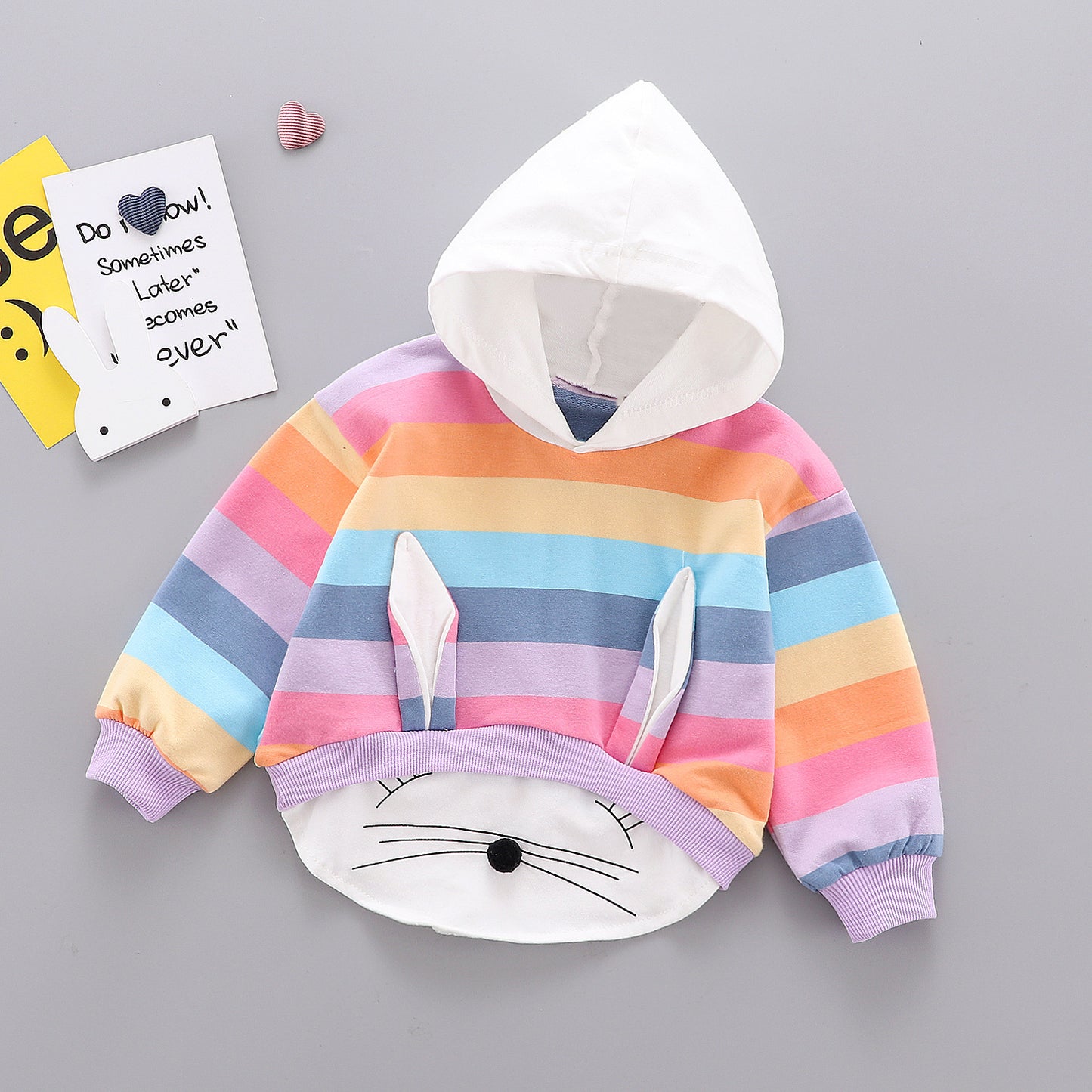 Baby Girl Long-Sleeved T-Shirt Children's Clothing Long-Distance Ear Hooded Clothing GO buy