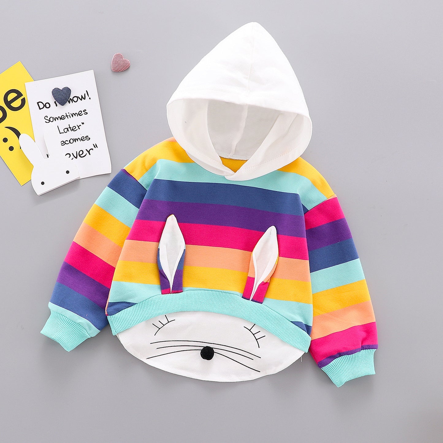 Baby Girl Long-Sleeved T-Shirt Children's Clothing Long-Distance Ear Hooded Clothing GO buy