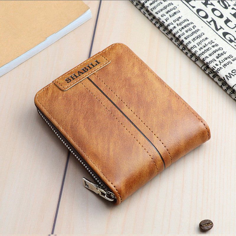 Fashion Men'S Short Wallet, Classic Hot Style, Horizontal Style, Large Capacity Zipper, Multi-Card Business Wallet GO Buy