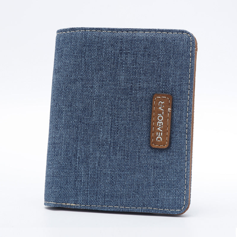 Hot-Selling Men's Short Wallet Student Japanese and Korean Casual Canvas Wallet Horizontal Ultra-thin Simple Wallet Trend GO Buy