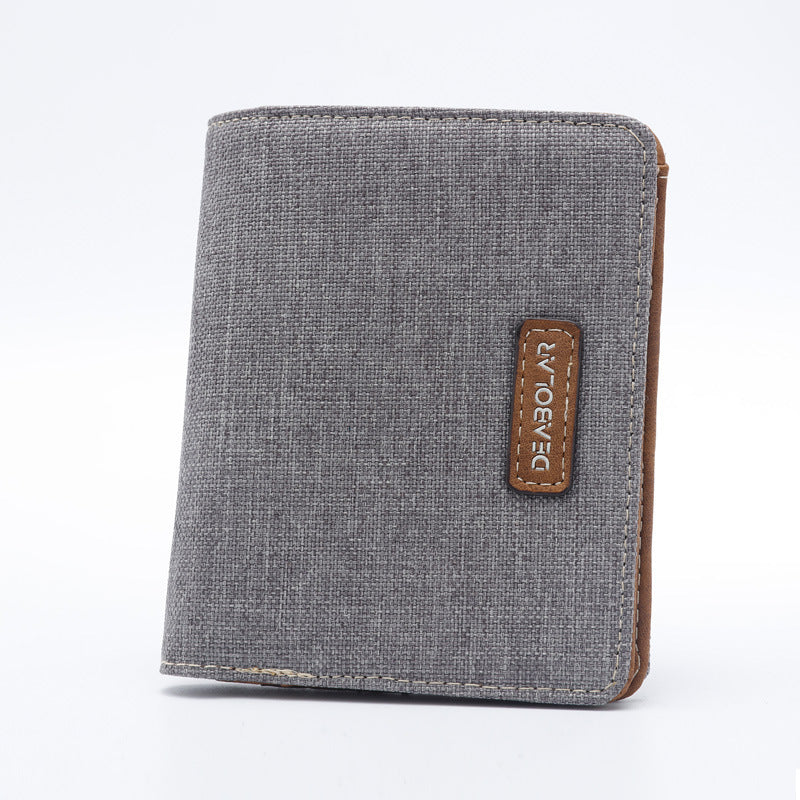 Hot-Selling Men's Short Wallet Student Japanese and Korean Casual Canvas Wallet Horizontal Ultra-thin Simple Wallet Trend GO Buy