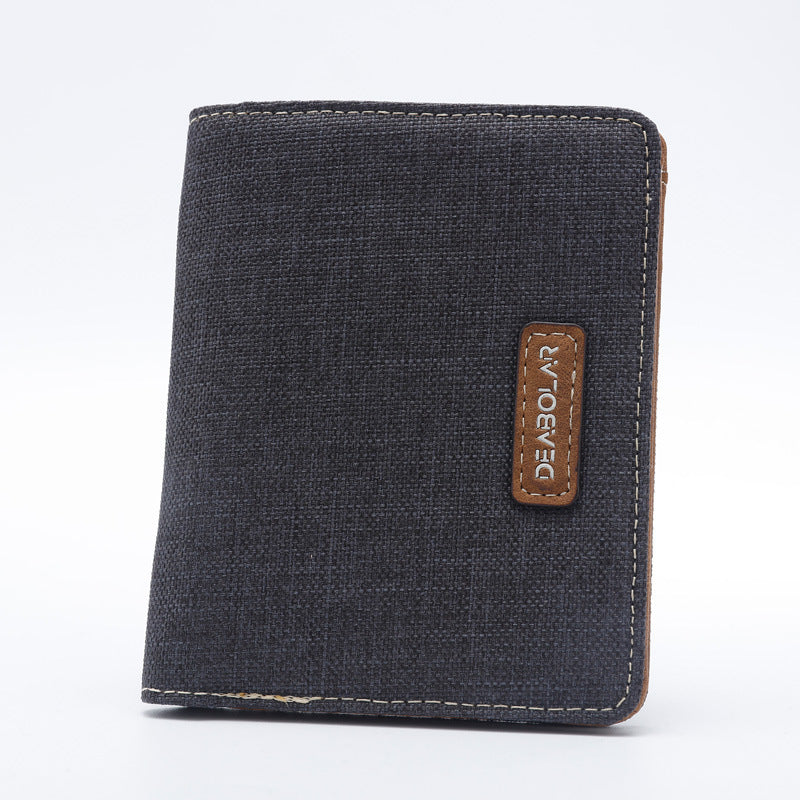 Hot-Selling Men's Short Wallet Student Japanese and Korean Casual Canvas Wallet Horizontal Ultra-thin Simple Wallet Trend GO Buy