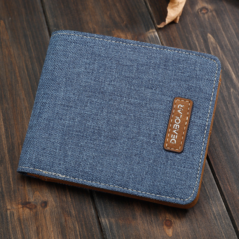 Hot-Selling Men's Short Wallet Student Japanese and Korean Casual Canvas Wallet Horizontal Ultra-thin Simple Wallet Trend GO Buy