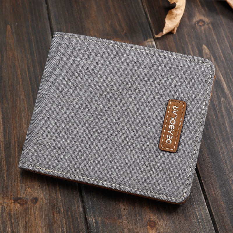 Hot-Selling Men's Short Wallet Student Japanese and Korean Casual Canvas Wallet Horizontal Ultra-thin Simple Wallet Trend GO Buy