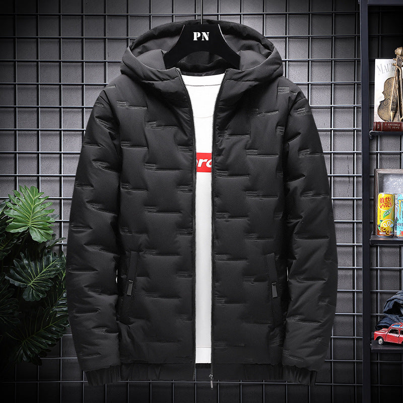 Men's Jacket Short Warm Hooded Cotton Jacket Men GO Buy