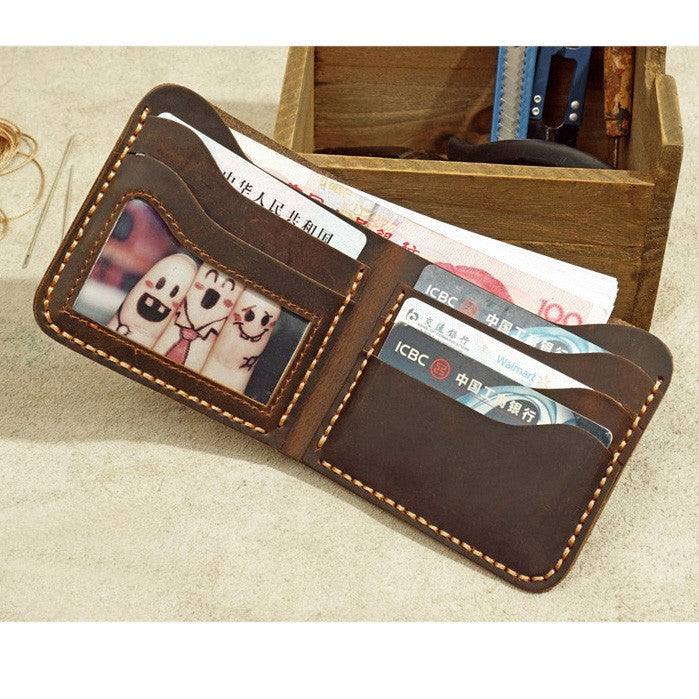 Portefeuille En Cuir Veritable vintage GO Buy