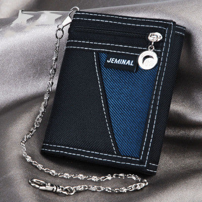 Men's Contrasting Color Casual Canvas 3 Fold Short Wallet GO Buy