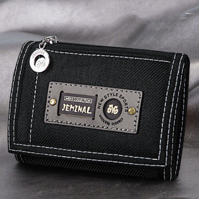 Men's Contrasting Color Casual Canvas 3 Fold Short Wallet GO Buy