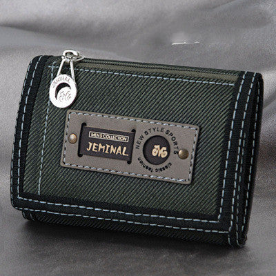 Men's Contrasting Color Casual Canvas 3 Fold Short Wallet GO Buy
