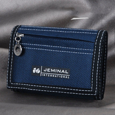 Men's Contrasting Color Casual Canvas 3 Fold Short Wallet GO Buy