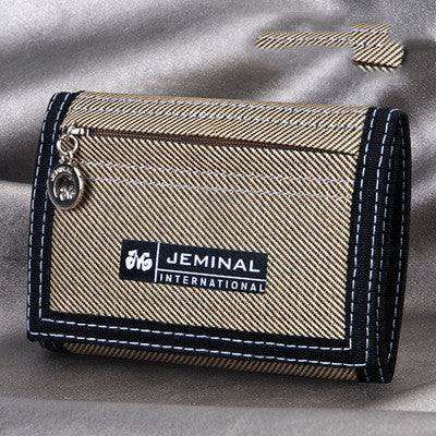 Men's Contrasting Color Casual Canvas 3 Fold Short Wallet GO Buy