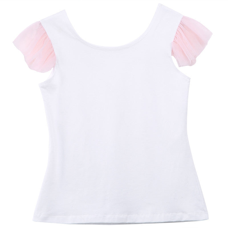 Spring Cotton Short-Sleeved Fashion Sweet Parent-Child Suit Net Gauze Canopy Skirt Two-Piece Mother And Daughter Suit Skirt GO buy