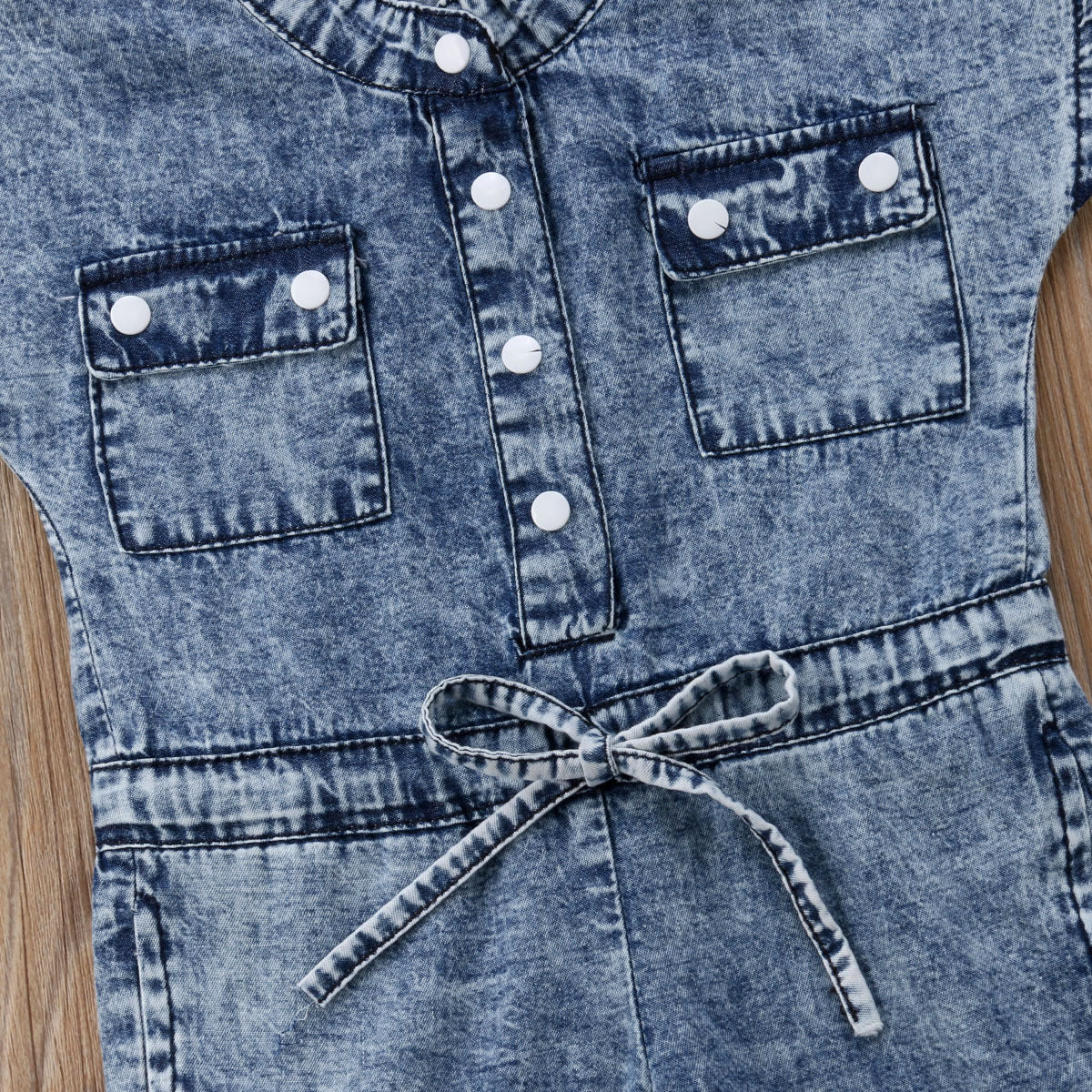 Short-Sleeved Girls Denim Jumpsuit For Kids In Summer Fashion Romper GO buy