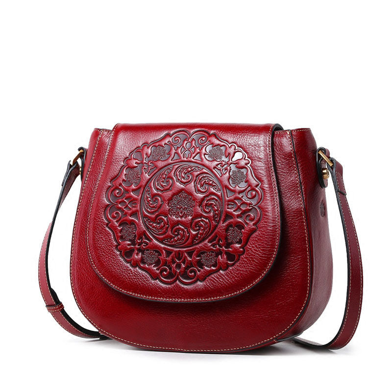 Retro Head Leather Shoulder Bag Slant Across Women's Bag Women's Leather GO Buy