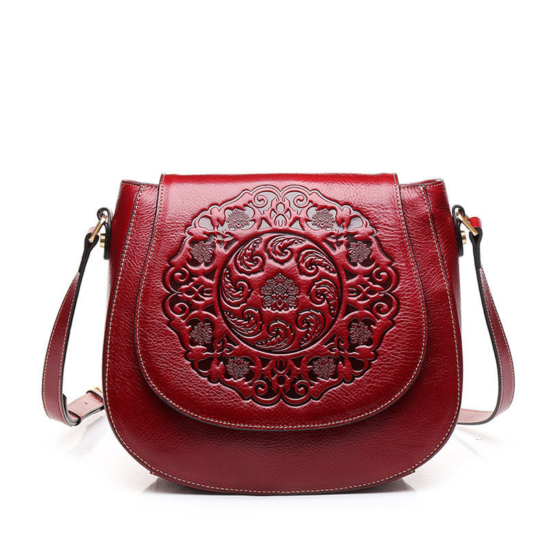 Retro Head Leather Shoulder Bag Slant Across Women's Bag Women's Leather GO Buy
