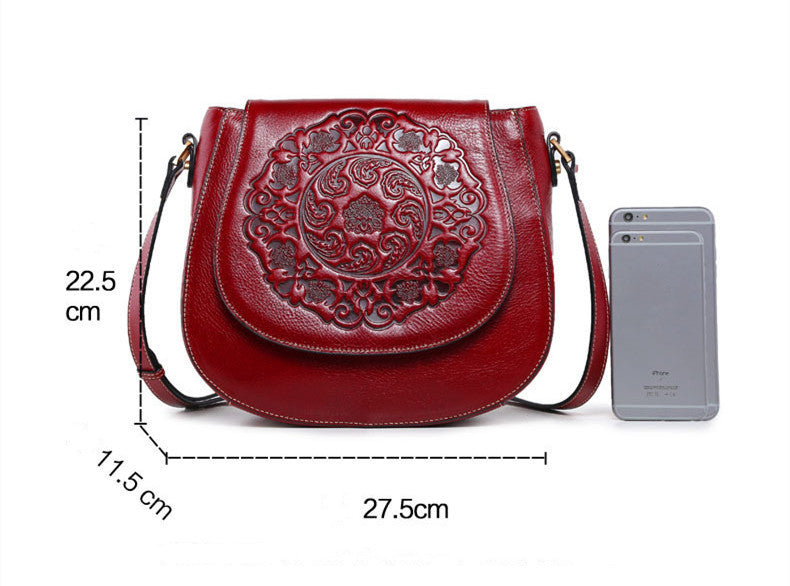 Retro Head Leather Shoulder Bag Slant Across Women's Bag Women's Leather GO Buy