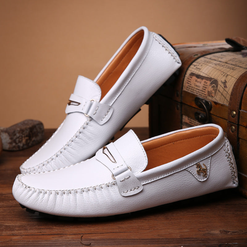 Solid Color Peas Shoes Men Casual Leather Shoes GO Buy