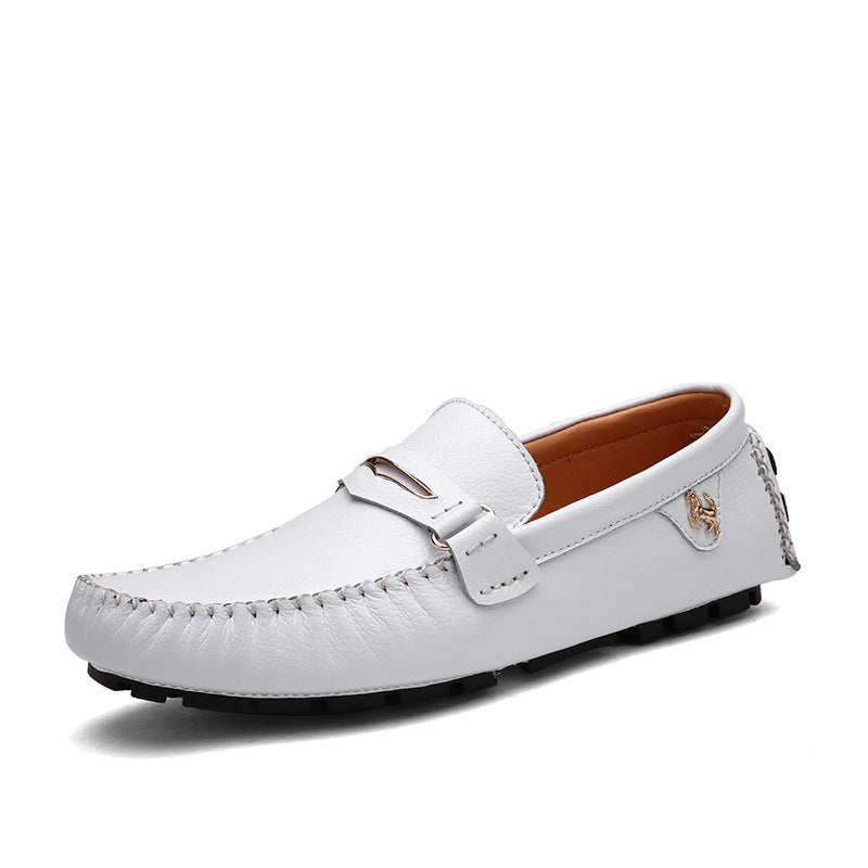 Solid Color Peas Shoes Men Casual Leather Shoes GO Buy