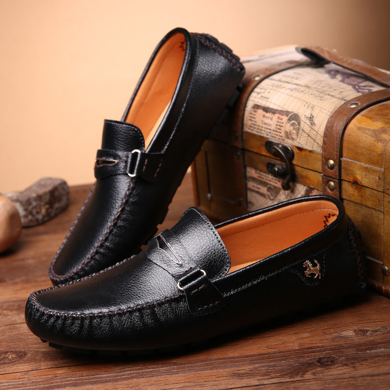 Solid Color Peas Shoes Men Casual Leather Shoes GO Buy
