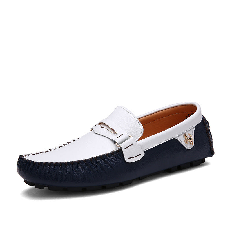 Solid Color Peas Shoes Men Casual Leather Shoes GO Buy